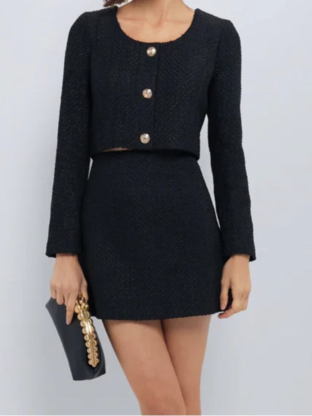Tuckernuck Hyacinth House Black Tweed Dakota Mini Skirt Size M NWOT